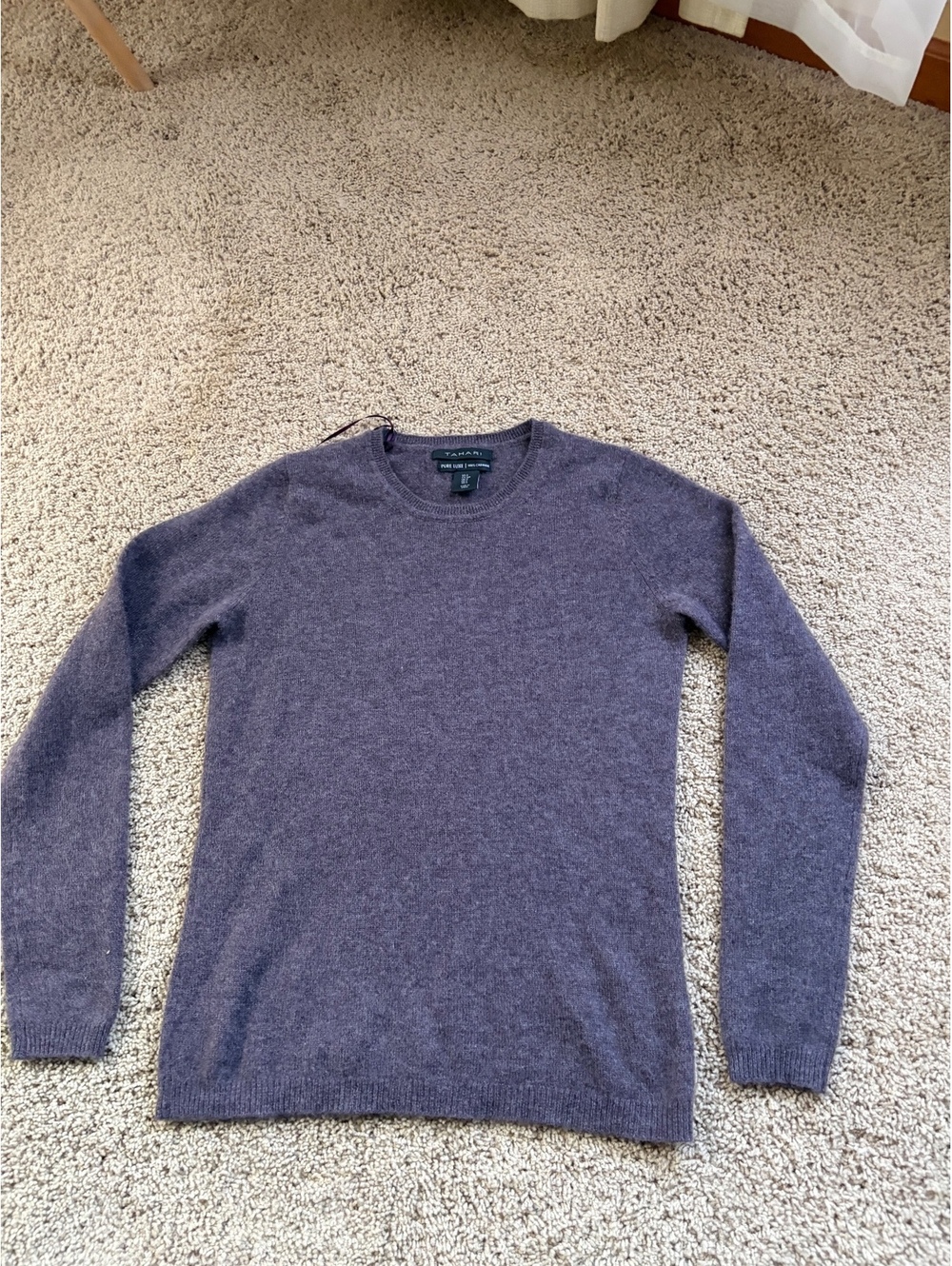 Women's Tahari "Pure Luxe" 100% Cashmere sweater purple S SMALL lightweight